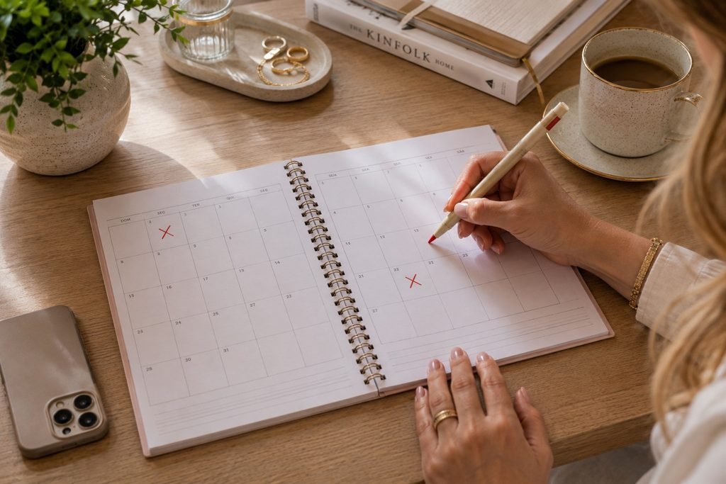 Planner com diferentes meses durante período de tentativa de gravide