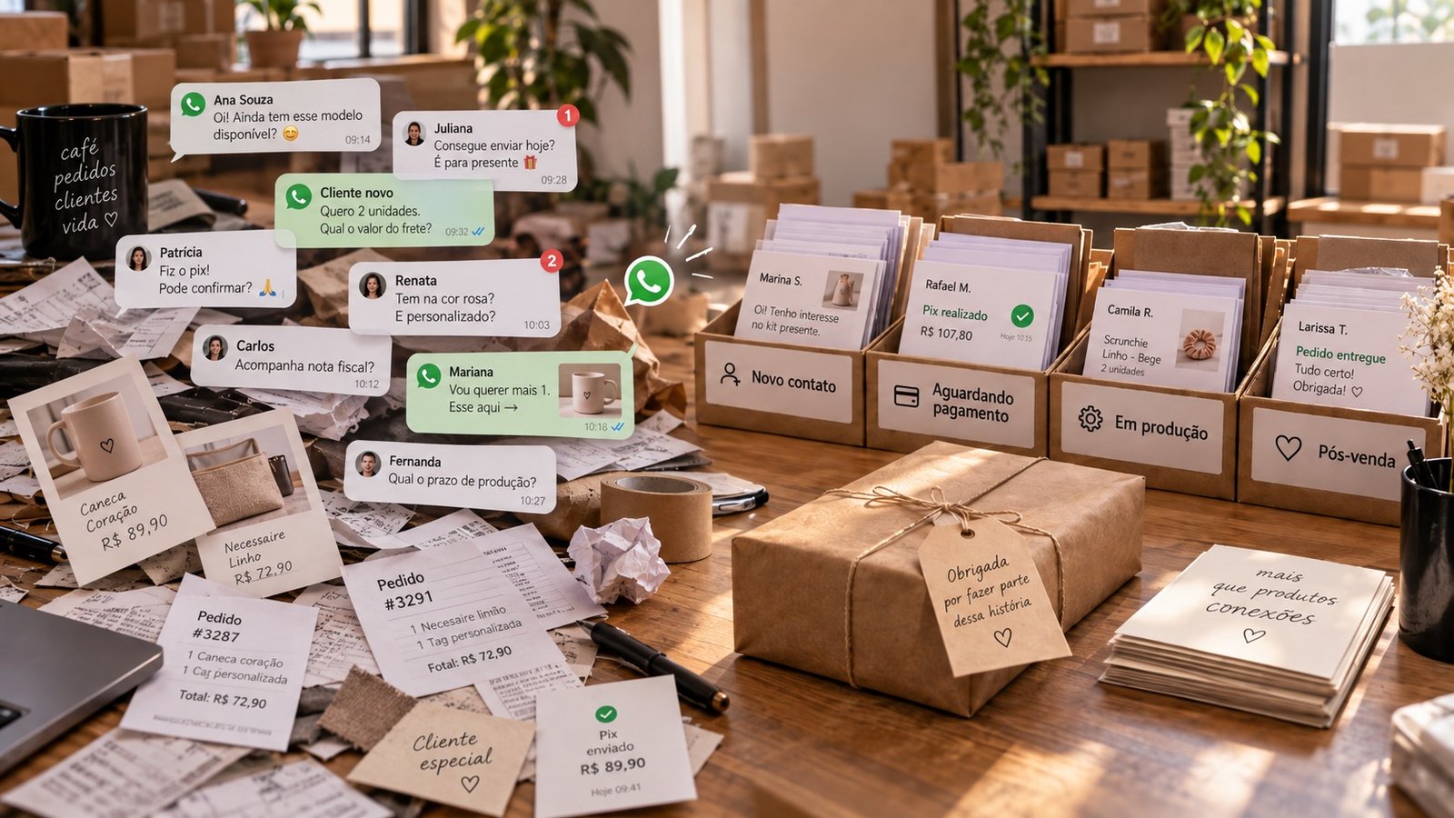 Organizar WhatsApp Business transformando conversas desorganizadas em etapas claras de atendimento.
