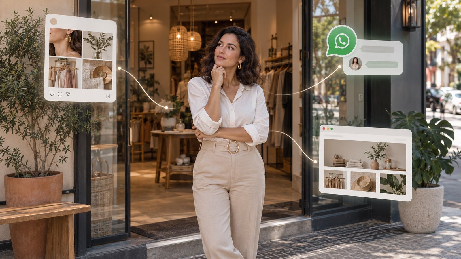 Site para pequeno negócio comparado com Instagram e WhatsApp em diferentes funções.
